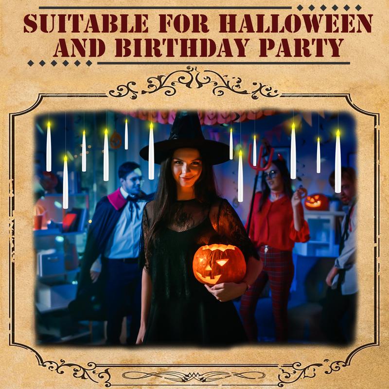 Magical Floating LED Candles with Wand Remote – Flameless Flickering Window Candles for Christmas & Halloween Decor, Battery Operated Magical Floating LED Candles with Wand Remote – Flameless Flickering Window Candles for Christmas & Halloween Decor, Battery Operated