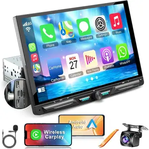 Wireless 10.1" Single Din Car Stereo CarPlay Radio, Carplay Android Auto Touch Screen, Bluetooth 5.3, Car Audio Receiver, 240W Subwoofer, Backup Camera, FM/AM SWC.