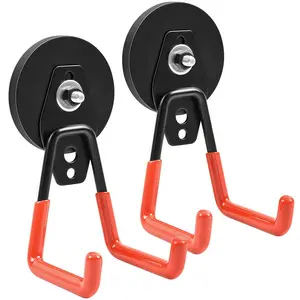 2/4 Counts Magnetic Hooks for Garage and Garden, Durable Magnetic Storage Hooks for Tools and Hoses, Indoor and Outdoor Use, Removable Hooks, Hook Storage Rack, Space Saving Organizer