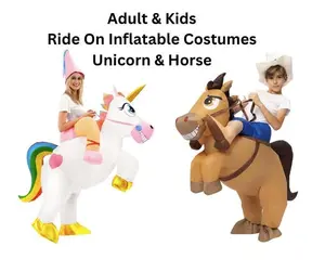 Adult & Kid Ride on Inflatable Unicorn & Horse Halloween Cosplay  Costume