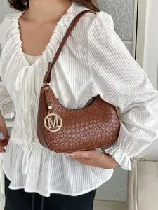 2026 New Caramel Crocodile Embossed Hobo Shoulder Bag, Retro Luxury Crescent Underarm Purse, Casual Elegant Women's Handbag