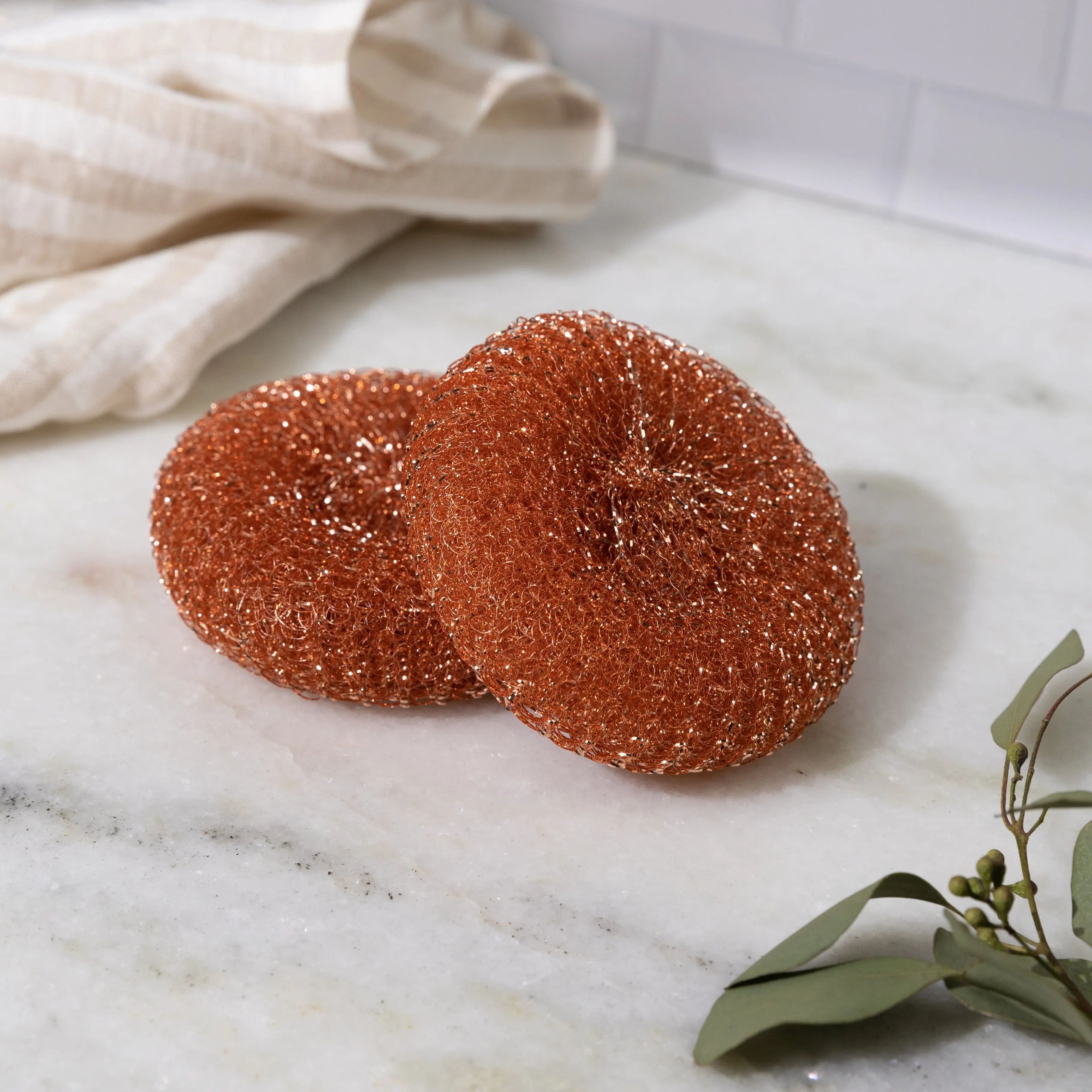 Copper Scrubber Pack - Steel Wool Sponge Alternative for Cleaning Pots, Scratch-free, Durable