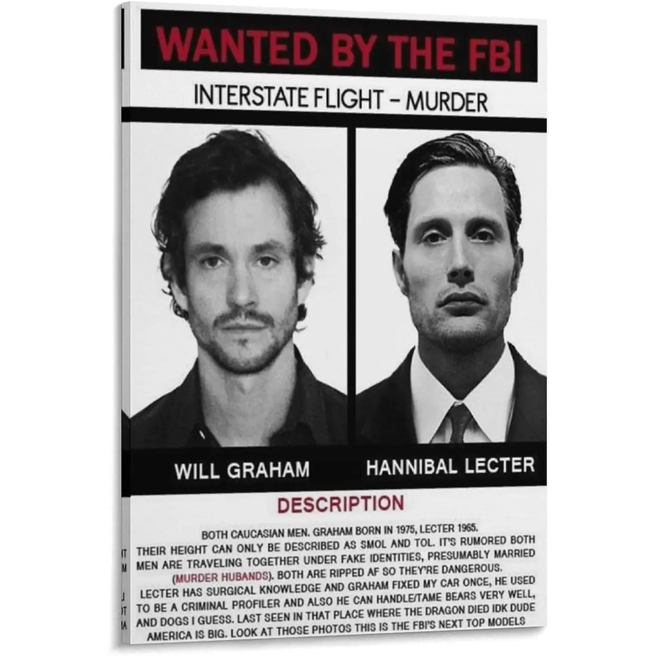 Hannibal Series TV Drama Canvas Poster (3) Painting On Canvas Wall Art Poster Scroll Picture Print Living Room Walls Decor Home Posters