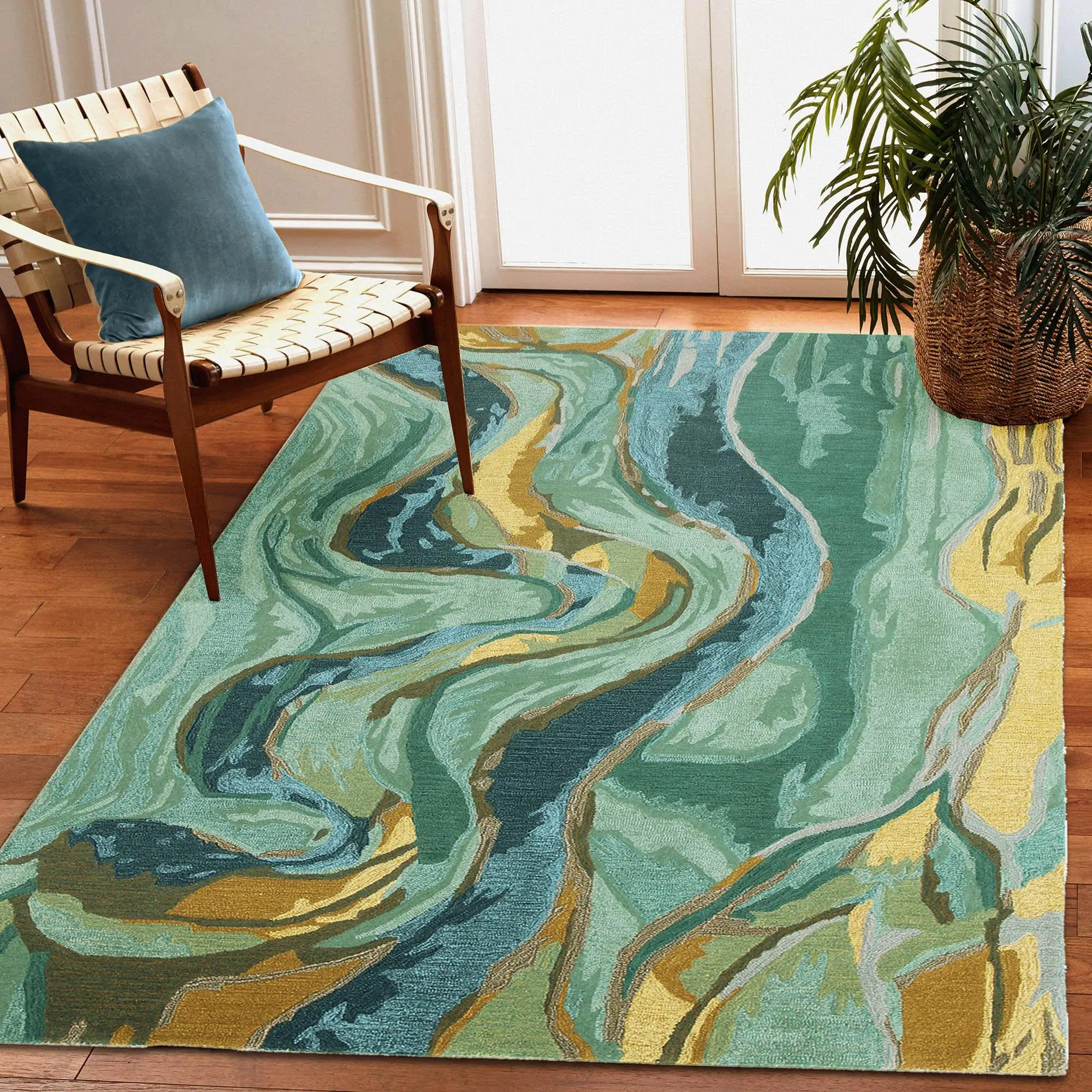 Lush Decor CORSICA Indoor Hand Tufted Wool Plush Area Rug - Contemporary Graphic Casual Accent  (Panorama)