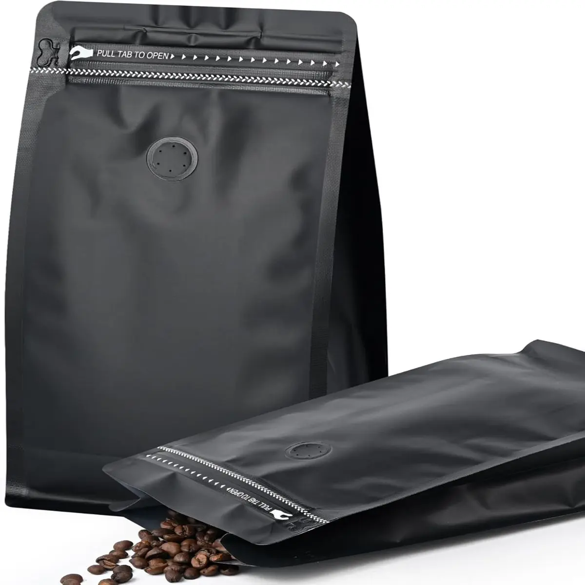 50 PCS Coffee Bags with Valve, (16 oz, 1 lb) Paper Stand Up Pouches, Resealable Vented Food Storage Bags Side Zipper (Kraft)
