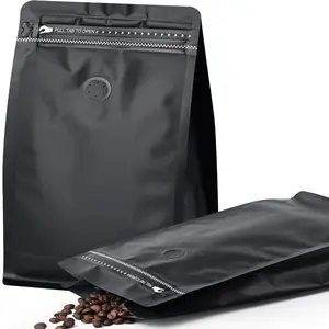 50 PCS Coffee Bags with Valve, (16 oz, 1 lb) Paper Stand Up Pouches, Resealable Vented Food Storage Bags Side Zipper (Kraft)