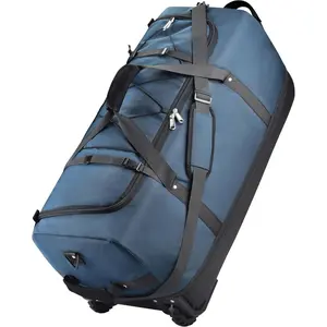 Rolling Duffle Bag with Wheels,110L/140L Expandable Soft-Sided Foldable Duffle Bag with 2 Rubber Wheels,Packable 32" Rolling Carry- with Multi-Pockets & Compartments (Dark blue)