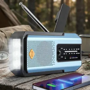 NOAA Emergency Weather Radio Flashlight with Solar & Hand Crank AM/FM/SOS Alert, Type-C Charging, 2000mAh Power Bank. Essential Survival Gear for Outdoor Camping, Hiking & Family Emergency Kit