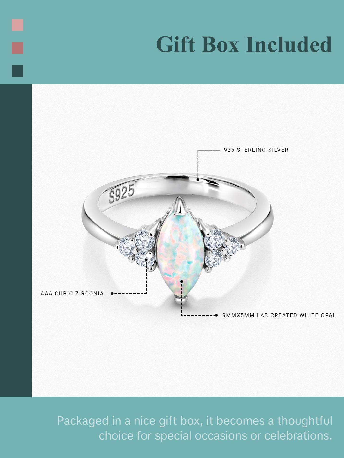 925 Sterling Silver Lab Created Opal And Cz Ring, Created Opal Ring, Opal Engagement Ring, Marquise Opal Ring, Opal CZ Ring, Silver Cz Ring, Silver Jewelry 925 Sterling Silver Lab Created Opal And Cz Ring, Created Opal Ring, Opal Engagement Ring, Marquise Opal Ring, Opal CZ Ring, Silver Cz Ring, Silver Jewelry
