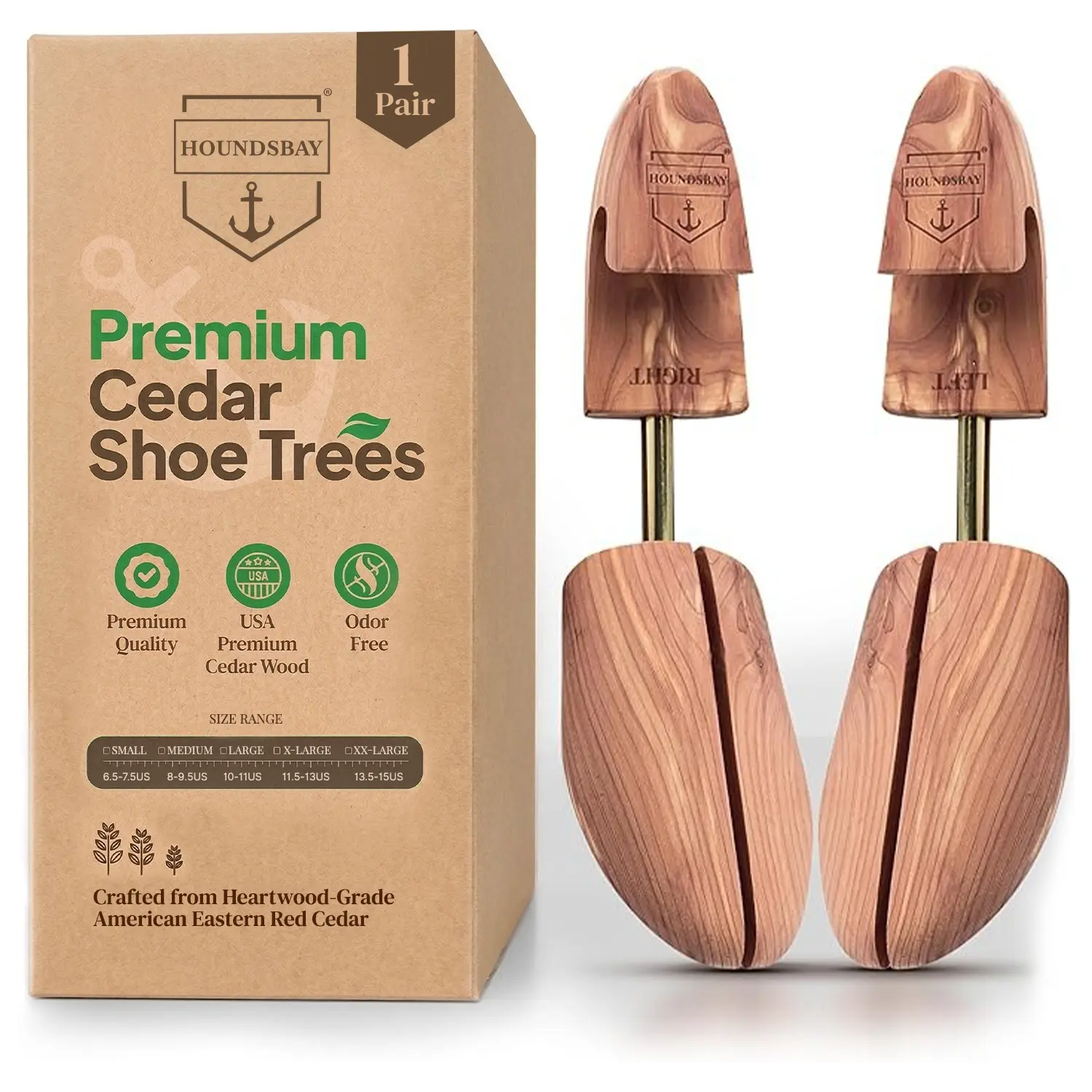 HOUNDSBAY Cedar Shoe Tree - Shoe Trees for Men - Footwear Protection