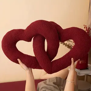 Luxurious Burgundy Plush Heart Pillow - Soft Deep Red Decorative Cushion for Weddings, Valentine’s Day & Anniversaries