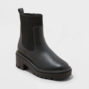 Universal Thread Women's Chunky Heel Ankle Sock Boots Memory Foam