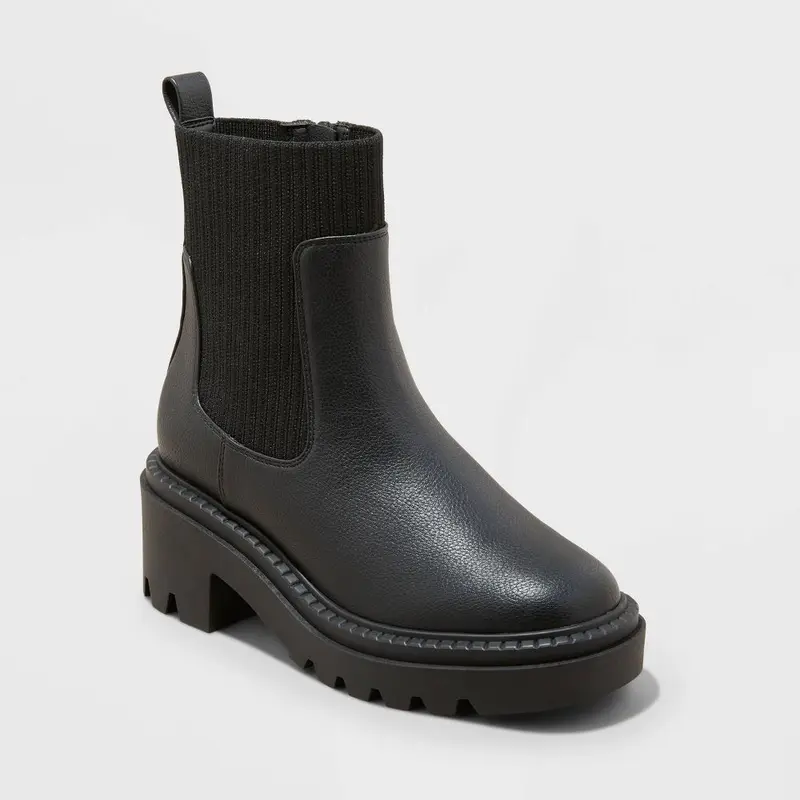 Faux-leather Huxley boots in solid shade s-l400.jpg main image 2