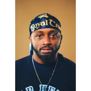 Silky Satin Durag for 360 Waves | Navy Blue & Gold