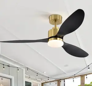 52"/42" Black/Gold LED Ceiling Fan with Lights Remote(3-Blade)