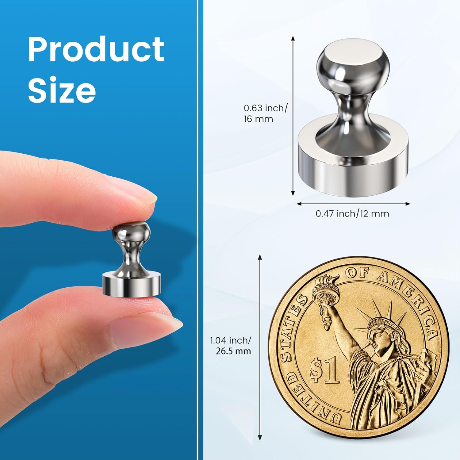 LOVIMAG Fridge Magnets 8 PcsRefrigerator Whiteboard Small StrongMagnet Classroom Kitchen AccessoriesDecorative Locker Set Decor Must HavesOffice Calendar Refrigerador MagneticCute Crafts Silver