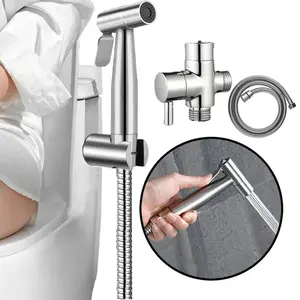 Handheld Bidet Sprayer for Toilet, Brushed Nickel Bidet Attachment for Toilet Adjustable Water Pressure Control with Bidet Hose for Feminine Wash Baby Diaper Cloth #SummerVibes bathroom shower equipment cleaning