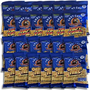 Andy Capp's Hot and Cheddar Fries Snacks Value Pack   120 Calorie Packs | 24 Bags