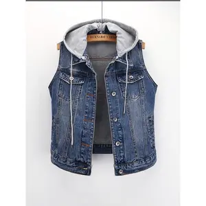 Women’s detachable hooded vest crop top, slim-fit multifunctional pocket jacket, suitable for spring and autumn