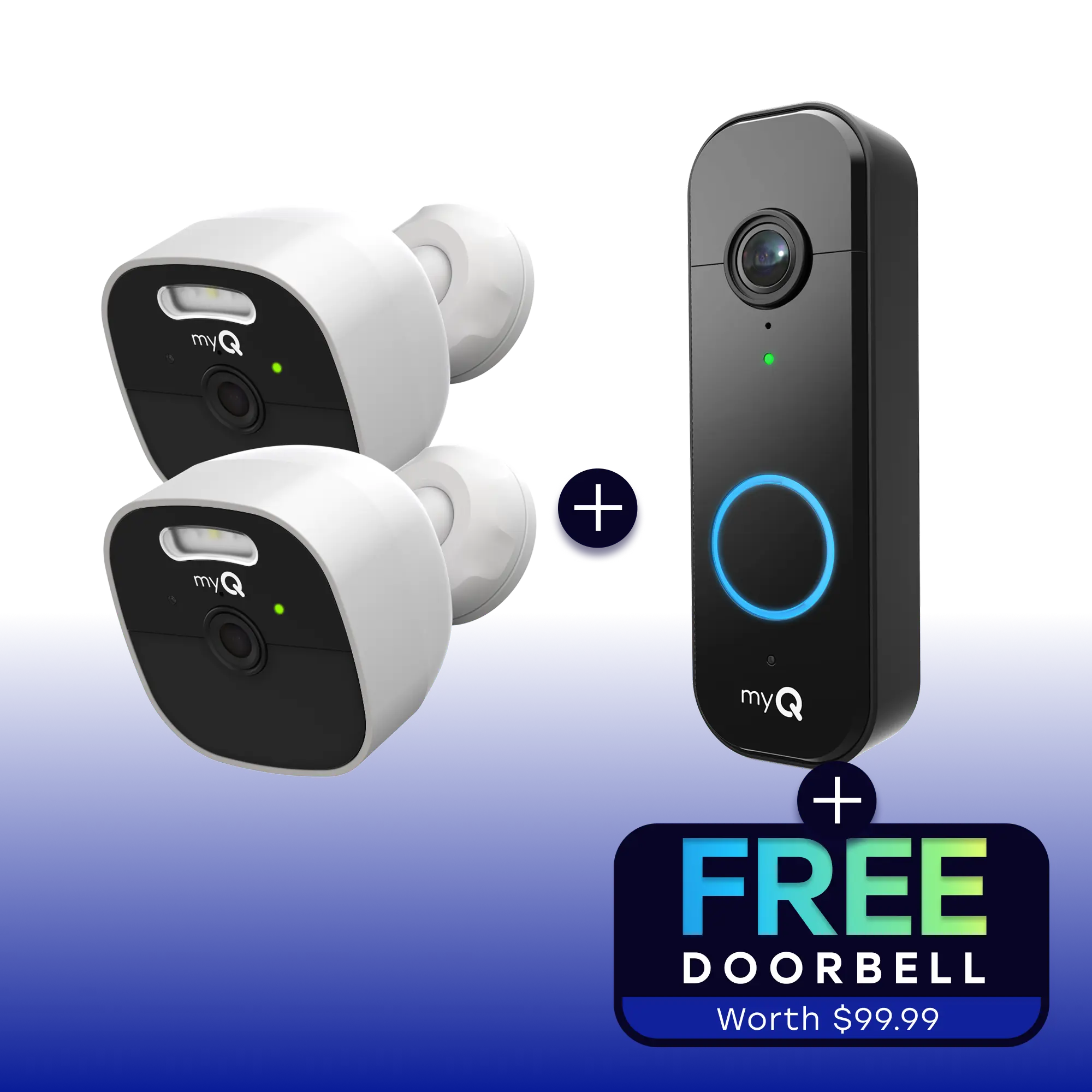 myQ Outdoor Battery Camera 2-Pack + Get a FREE Video Doorbell (Limited Time) myQ Outdoor Battery Camera 2-Pack + Get a FREE Video Doorbell (Limited Time)