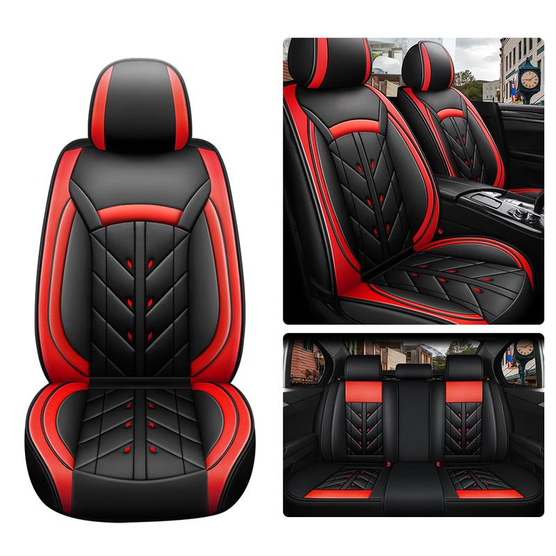 5pcs Premium Universal Car Seat Covers - Full Surround PU Leather Waterproof Protectors with Easy Installation for Most 5-Seat Cars, SUVs, Trucks, and Vans -Stain-Resistant, and Breathable Accessories for Comfortable Driving Experience