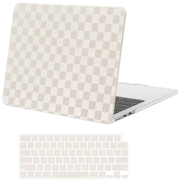 MOSISO Compatible with MacBook Air 13 inch Case 2025 2024 2023 2022 M4 A3240 M3 A3113 M2 A2681, Anti-Fingerprint Checker Texture Grid PU Leather Coated Plastic Hard Shell&Keyboard Cover