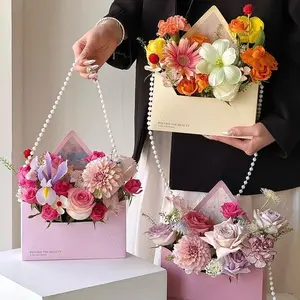 Mother's Day Handheld Flower Box Gift Set, DIY Floral Arrangement Materials, 5-Piece Bouquet Packaging Boxes, Party Favor Bags, Decorative