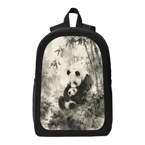 Cute Panda Pattern Backpack Lightweight Casual Backpack with Zip Closure Adjustable Straps, Applicable to for Women and Men