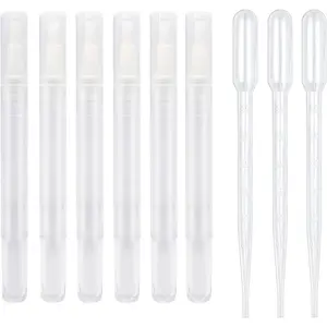 6pcs 3ml Empty Cuticle Oil Pen with 3pcs Pipettes Transparent Twist Pen Nail Oil Pen with Brush Tip Cosmetic Container Applicator for Homemade Nail Oil, Lip Gloss, Eyelash Growth Liquid springtok