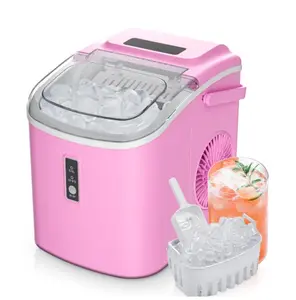 Countertop Ice Maker 26 lbs/Day Portable Self-Cleaning, 9 Bullet Ice in 6 Min, Pink