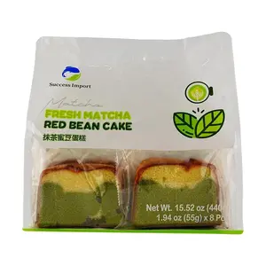 Success Import Matcha Red Bean Cake - 2 Packs, 8 Pieces Each, 440g | Nutritious Breakfast Bread
