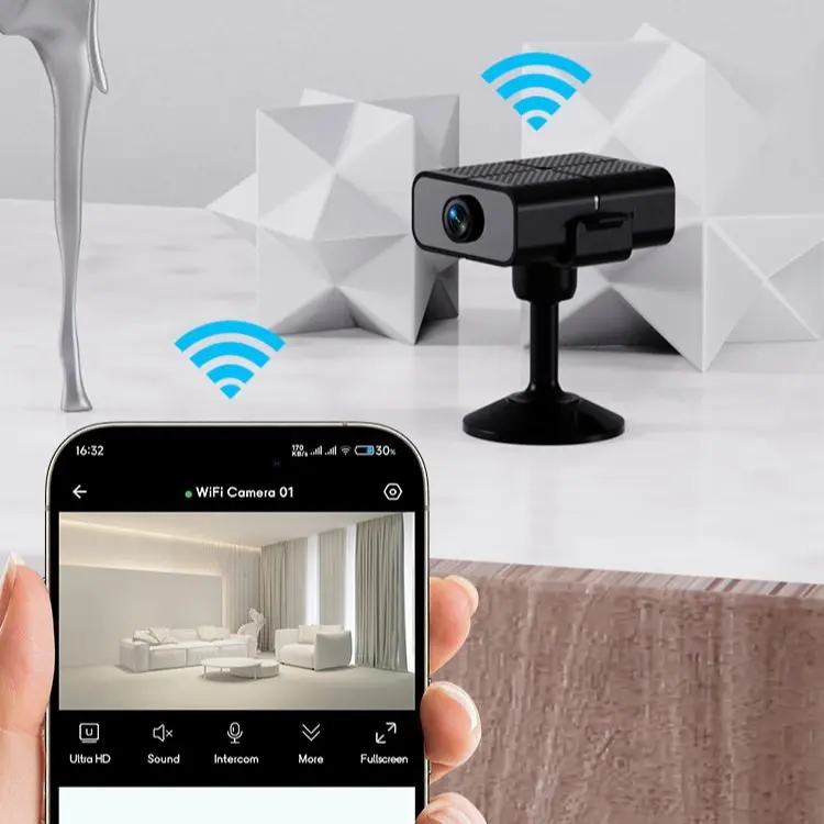 Mini 2K (1920 x 1080) WiFi Surveillance Camera - AI Motion Detection, USB-Battery Powered, 16G Micro SD Card Included, iOS-Android App Control Home Security Camera System