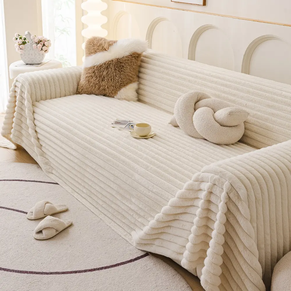Thick Warm Plush Sofa Blanket, Anti-Scratch Durable Pet Friendly Protective Towel, Soft Sofa Protector, Soft Couch Protector, Ideal for Living Room Office Study Decor