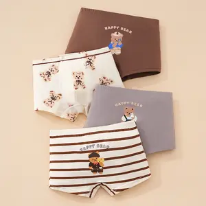 4 Pieces Boys Boxer Briefs Cotton Comfortable Breathable Baby Children Boxer Shorts Boys Underpants Soft Cartoon Pattern Suitable for Daily Wear in Summer All Seasons