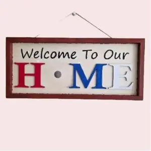 Welcome To Our Home Sign with Removeable Magnets - Decorative Wall Hanging for Home Decor, Versatile Use, Easy Attachment, Enhances Ambiance