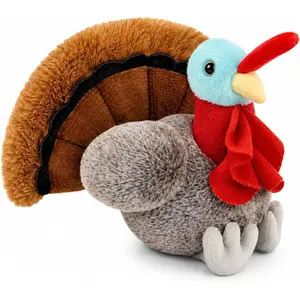 8.6 Inch Plush Turkey Stuffed Animal - Thanksgiving Stuffed Animals for Kids, Baby, Adult Collectors | Fall Harvest Party Decor | Ultra-Soft Turkey Plush Toy Gift (Brown)