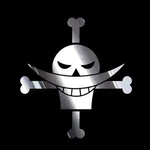 Anime White Beard Pirates Jolly Roger Vinyl Decal Sticker UV & Waterproof Bumper Window Laptop Automotive Water Bottle Gift accessories – SILVER CHROME 4.5"