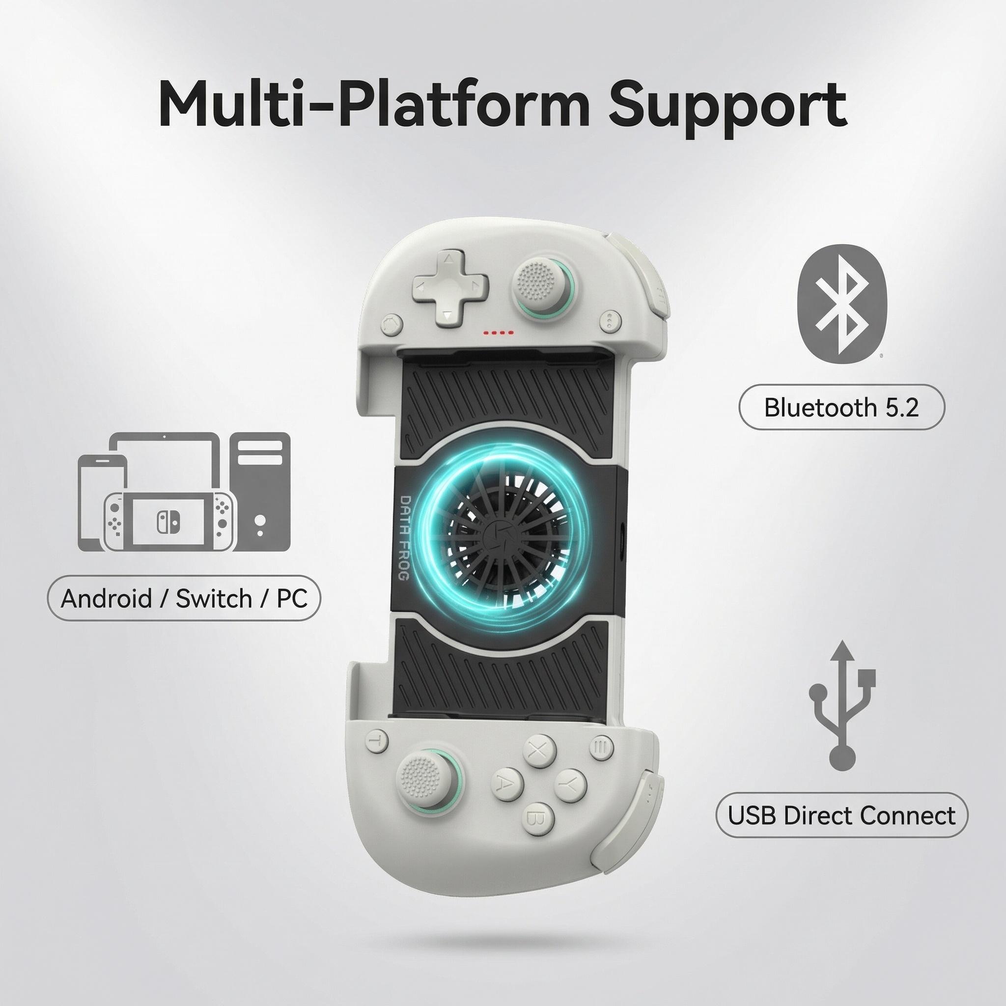 Wireless Controller Cooling fan Stretch Gamepad for Android Game Controller for Android & iPhone PC / Switch And Xbox,Newly Designed Anti-Pinch Hand with APP Plug and Play Gamepad with Hall Effect Joysticks/Hall Trigger Wireless Stretch Gamepad