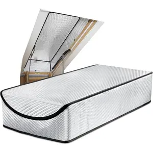 Reflective Pull Down Attic Door Insulation Cover with Zipper, 25” x 54” x 11” for Attic Stairway & Ladder, Energy-Efficient Heat Barrier & Dust Protection