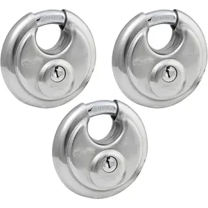 40TRI Shrouded Stainless Disk Padlock with 2-3/4" Wide Body (Pack of 3)