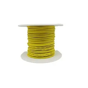 100ft 22 AWG Solid Copper Wire - UL1007 Rated Hook-Up Primary Power Wiring for Breadboards, DIY Electronics, and Prototypes with Yellow PVC Insulation - Plastic Spool
