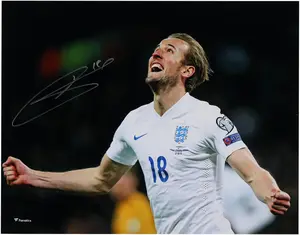 Harry Kane England National Team Autographed 11" x 14" First England Goal Celebrating Spotlight Photograph - Fanatics Authentic Certified
