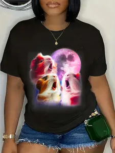 100% Cotton 3 Guinea Pigs Howling At The Moon Funny Pet Guinea Pig Lover T-Shirt