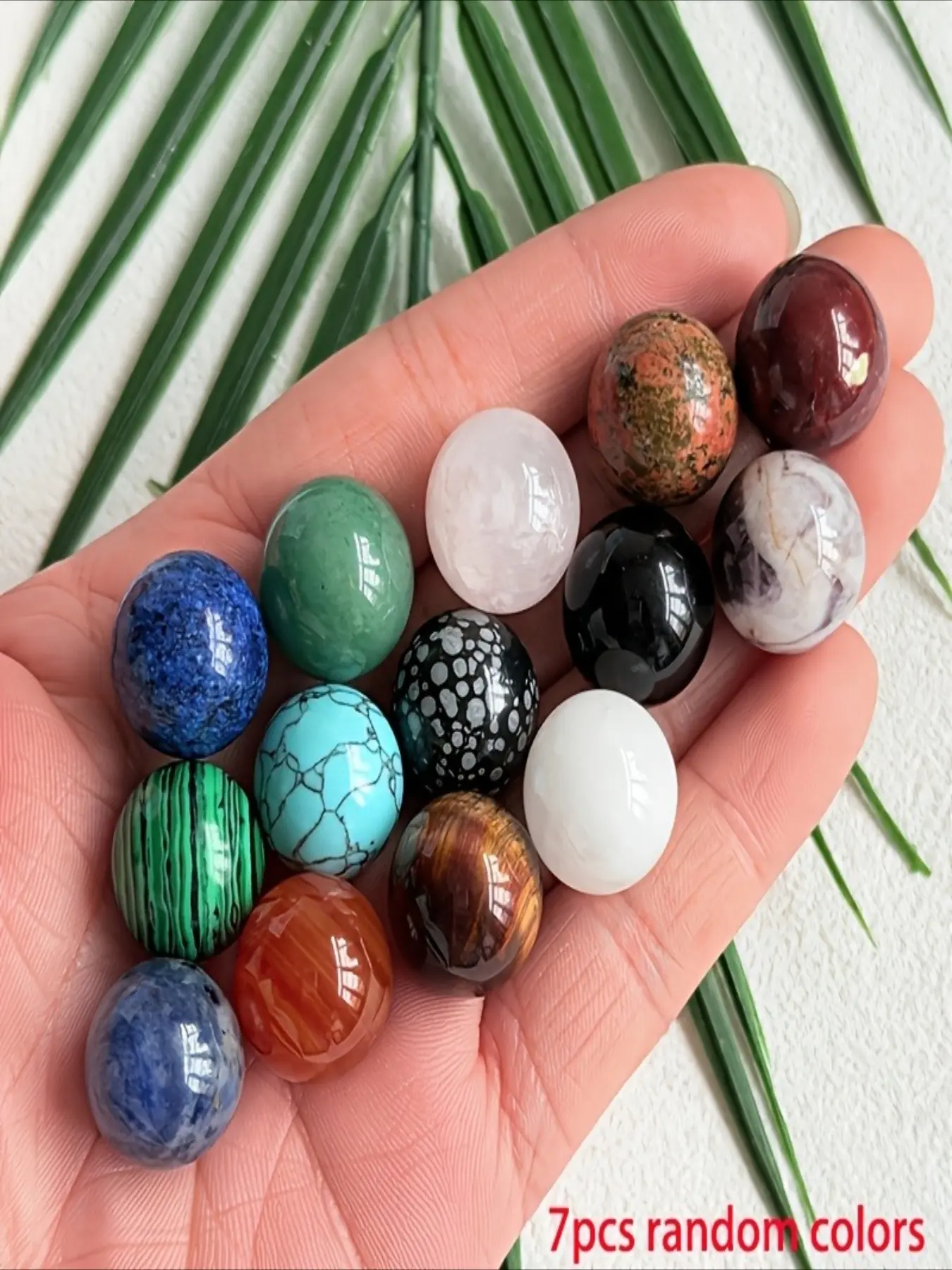 7 Gemstone Chakra Balls, 16mm in Diameter, Natural Mini Quartz Spheres, Polished Hand-carved Ball Beads, Bulk, DIY Ornaments, Suitable for Home Decor, Desktop Ornaments, Aquarium Decorations, Random Colors