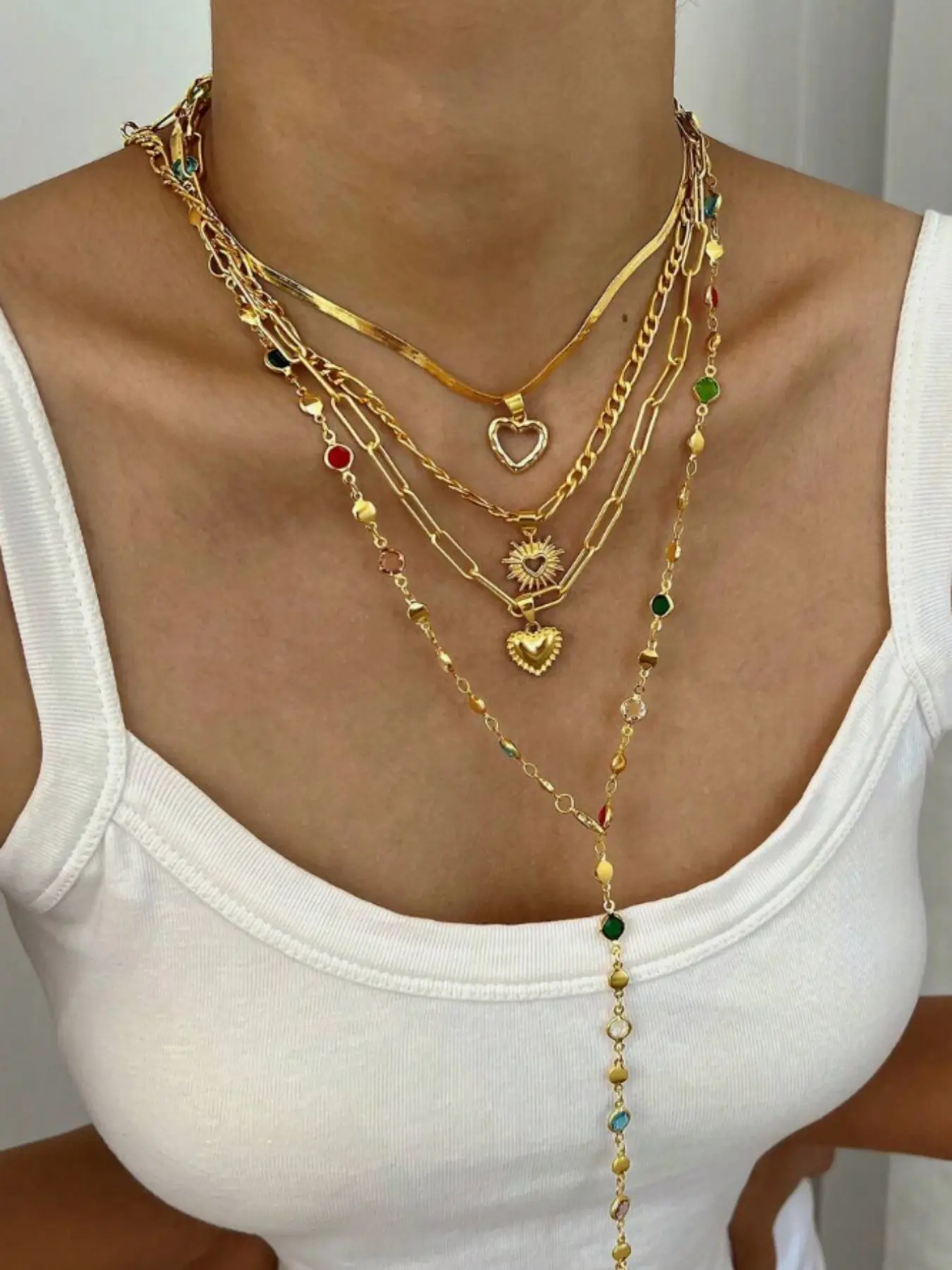 Women's Y-Shape Pendant Necklace Set, Fashion Pendants, Fashion Accessory Necklace, Vintage Elegant Fashion Hip-Hop Style Faux Crystal Cross Flower Sun Heart Pattern Tassel Decor, Pendants Necklaces, Necklaces And Accessories