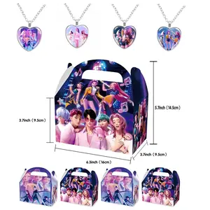 Cartoon devil themed cardboard boxes, 12-pack - 2 designs (6 of each), containing 4 necklaces. Perfect for use as party favor wrapping, birthday supplies, and decorative gifts.