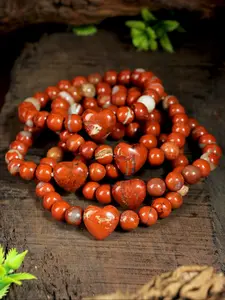 Chinese Red Stone Beaded Bracelet, Memory Beaded Bracelet, Mental Clarity, Focus, Determination, Concentration Spiritual Jewelry, Chakra Balancing Energy Gift for Men and Women