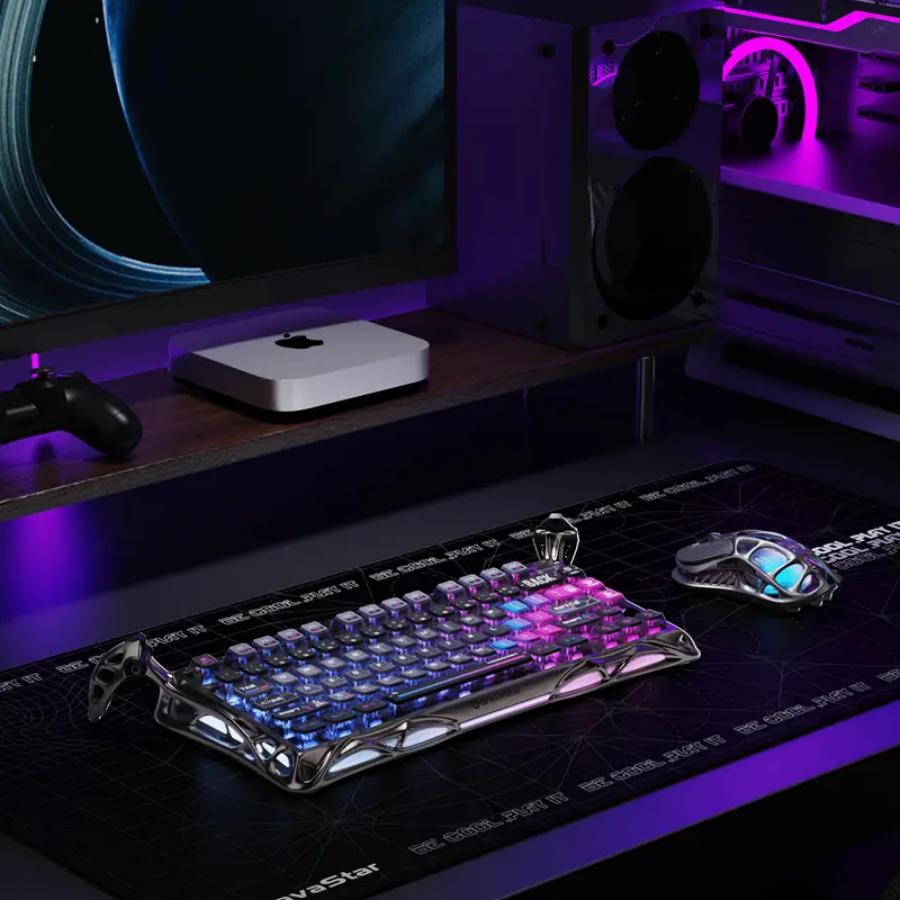"Summer Vibes" GravaStar Mercury K1 Pro 75% Wireless Mechanical Gaming Keyboard: A Compact, Custom-Style Keyboard with Gasket Mount Structure, Hot-Swappable Support, Linear Switches, and RGB Backlighting.