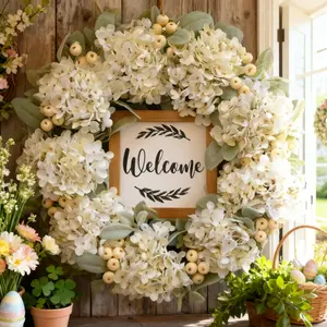 22 Inch Spring Wreath for Front Door Hydrangea Floral Wreath with Lamb's Ear & Berries Farmhouse Spring Decor for Indoor Outdoor Wall Window Wedding Party Decoration Bloom fancy nancy theme party tiktokshopspringglowup