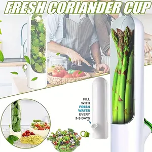 3pcs  Vegetable Preservation Box Vanilla Preservation Vegetables Fresh Cilantro Container Suitable for Refrigerator Use Keep Bottled Vanilla Preservation Mint Refrigerator Storage Keep Green Fresh 2-3 Weeks Refrigerator Kitchen Supplies